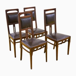 Wooden Chairs, Early 1900s, Set of 4