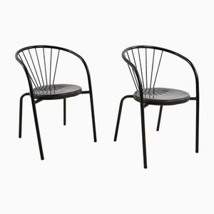 Sillas de chapa negra y metal tubular. Juego de 2