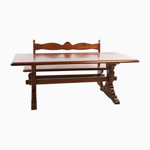 Table with Bench in Wood, 1960s, Set of 2