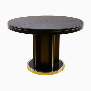 Tavolo rotondo nero allungabile, anni '50