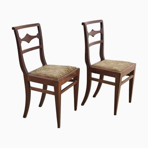 Set of Neoclassical Emilian Chairs in Walnut