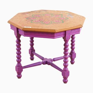 Vintage Wooden Table with Floral Decoration