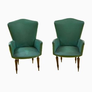Set of Vintage Green Lounge Chairs, 1950s