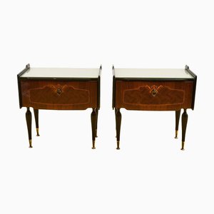Tables de Chevet avec Plateau en Verre, 1950s, Set de 2