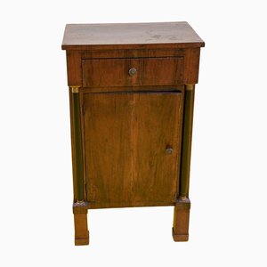 Empire Bedside Table with Black Columns and Metal Details