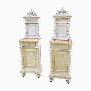 Tables de Chevet Blanches, 1900s, Set de 2