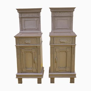 Dove Gray Wooden Bedside Tables, 1940s, Set of 2