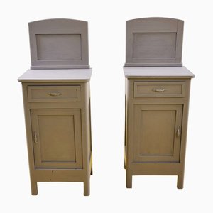 Mesitas de noche en gris Dove, años 30. Juego de 2