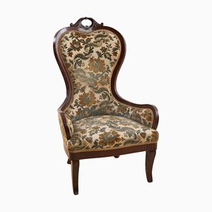 Fauteuil Vintage en Tissu Damask