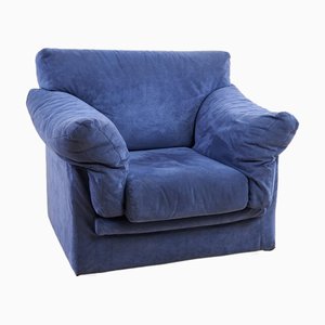 Vintage Blue Velvet Chair, 1970s