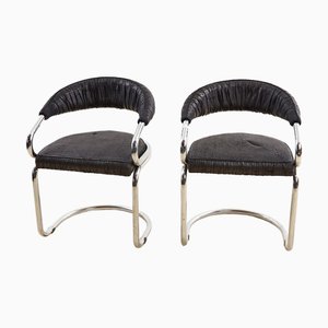 Set of Chrome Armchairs by Giotto Stoppino, 1970s