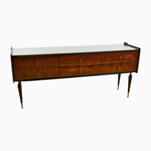 Sideboard aus Holz mit Glasplatte, 1950er