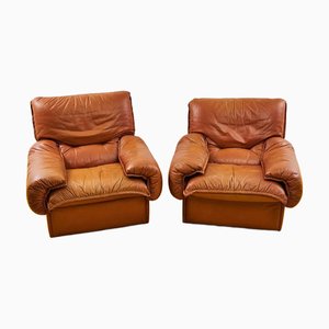 Set of Leather Chairs, 1970s