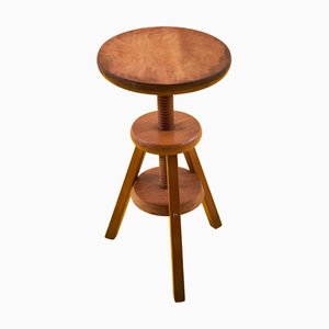 Screw-Adjustable Wooden Stool