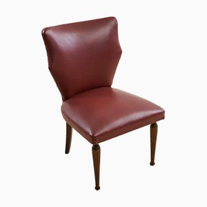 Silla vintage de ecopiel burdeos