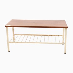 Teak and White Enamelled Iron Coffee Table, 1970s