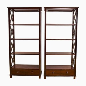 Vintage Bookcases in Wood, 1960s, Set of 2