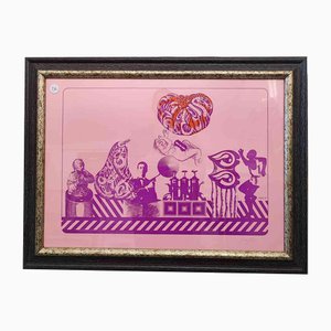 Concetto Pozzati, Untitled, Lithograph, Framed