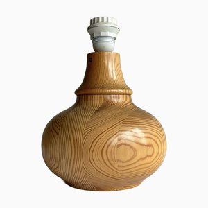 Turned Pine Table Lamp from Solbackens Svarveri, 1970s
