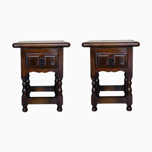 20th Century Spanish Nightstands with Two Drawers and Iron Hardware, 1890s, Set of 2