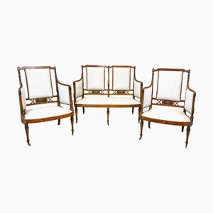 Late 19th Century Satinwood Edwardian Salon Suite, 1900s, Set of 3