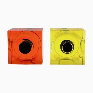 Portacandele in Pmma di Luigi Massoni per Fratelli Guzzini, 1973, set di 2