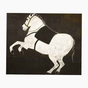 Rubins Johannes Spaans, White Horse, 2025, Öl auf Leinen Leinwand
