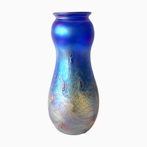 Art Nouveau Glass Vase in Blue Iridescent by Loetz