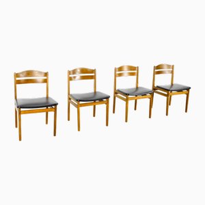Chaises de Salle à Manger en Teck et en Similicuir, 1960s, Set de 4