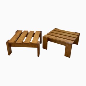 Vintage Pine Stools, 1950s, Set of 2