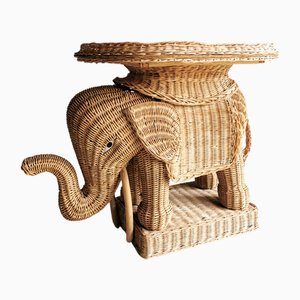 Vintage Rattan & Wicker Elephant Coffee Table from Vivai Del Sud, Italy, 1960s