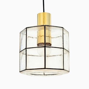 Mid-Century Modern Glass and Brass Pendant from Limburg, 1960s