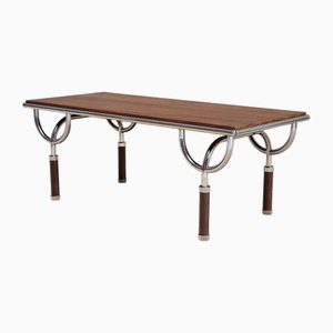 Italienischer Vintage Tri-6 Couchtisch aus Teak & Chrom, 1970er