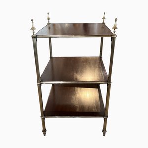 Large Midcentury Modern French Étagère in Brass and Polished Mahogany, 1950s