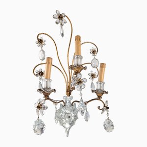 Large Italian Wall Light in Carved Crystal from Maison Baguès, 1950s
