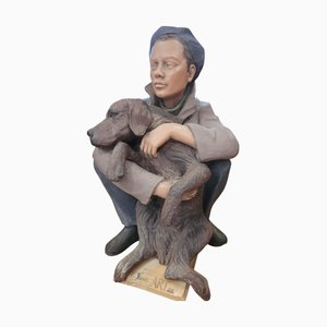 Handgefertigte Keramik - Mann und Hund