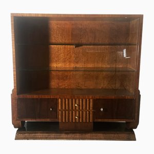 Enfilade Art Déco en Noyer, Palissandre et Érable avec Vitres d'Origine, Italie, 1940s