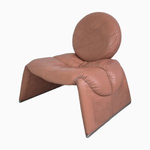 Pink Leather C35 Calypso Lounge Chair by Vittorio Introini for Saporiti, 1970s