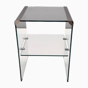 Table d'Appoint Vintage en Verre Trempé et Acier par Gallotti & Radice, 1970s