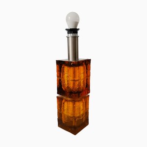 Lampe de Bureau Double Vintage en Verre Ambré par Albano Poli pour Poliarte, Unkns