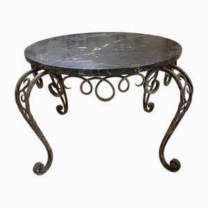 Metal and Black Marble Coffee Table by René Drouet, 1960s
