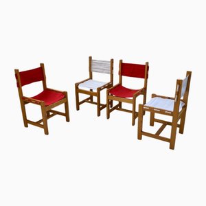 Chaises Vintage en Pin, 1980s, Set de 4