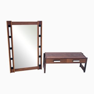 Vintage Palisander Spiegel mit Kommode, 1960er, 2er Set