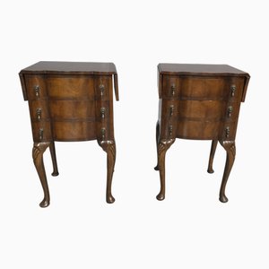 Burr Walnut Bedside Tables, 1920s, Set of 2