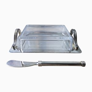 Beurrier en Plaqué Argent avec Couvercle et Couteau