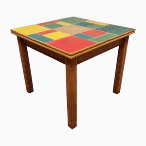 Italienischer Klapptisch aus Rattan & Bambus , 1970er