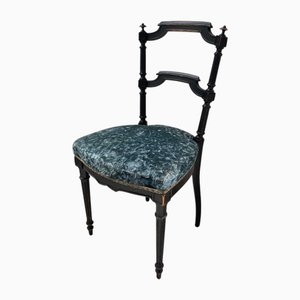 Napoleon III Stuhl aus Blauem Samt, 1890er