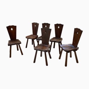 Vintage Folk Art Stühle aus Eiche, 1950er, 6er Set