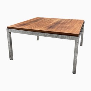 Tavolino da caffè moderno in noce e metallo cromato di Knoll International, anni '50