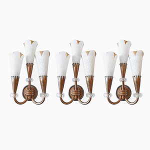 Mid-Century Wandleuchten von Lunel, 3 . Set